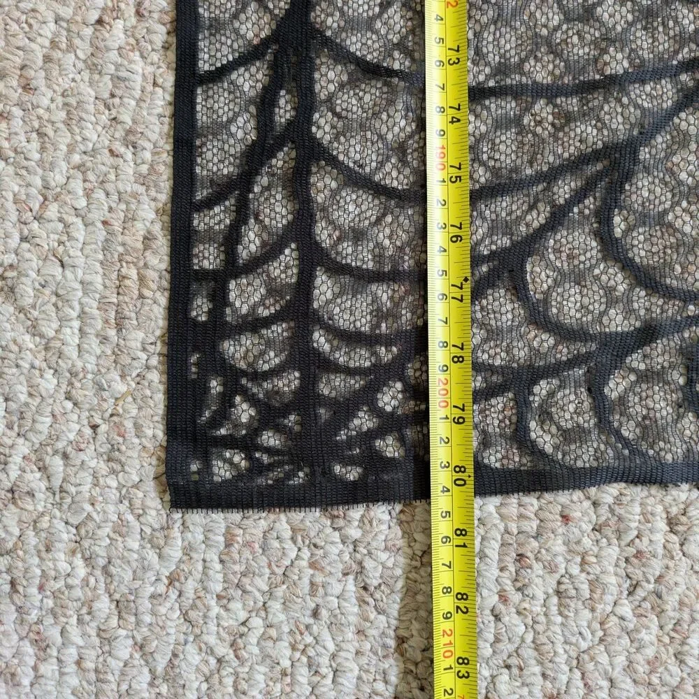 Halloween Black Lace Spider Web Jack O Lantern Curtain Door Panel 80 x 36 inches